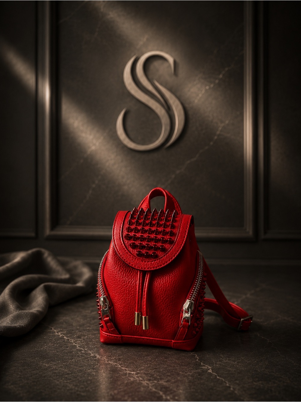 Christian Louboutin Explorafunk Mini Backpack Crossbody | Red Studded Leather
